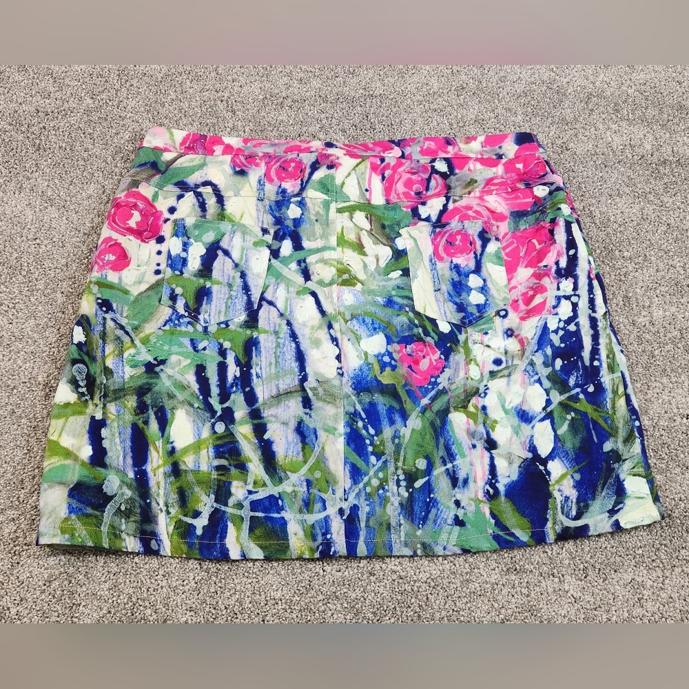 Anthropologie Claire Desjardins Skort Sz XL Print Golf Tennis Athletic Artsy - Picture 2 of 5